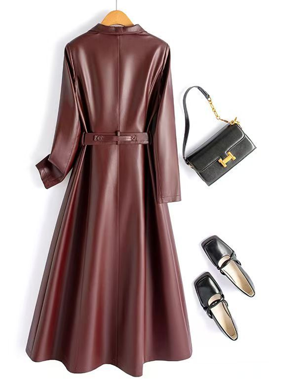 Faux Leather Trench Coat