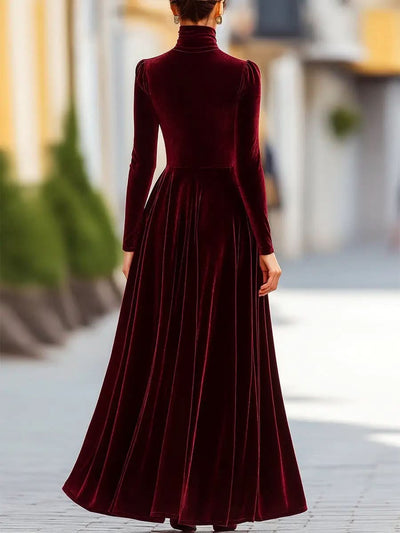 Burgundy Velvet Long-Sleeve Gown MollyBoo