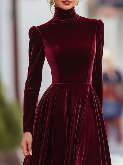 Burgundy Velvet Long-Sleeve Gown MollyBoo