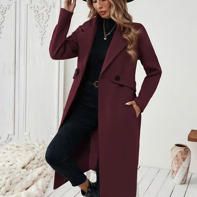 Elegant Long Tweed Coat for Women