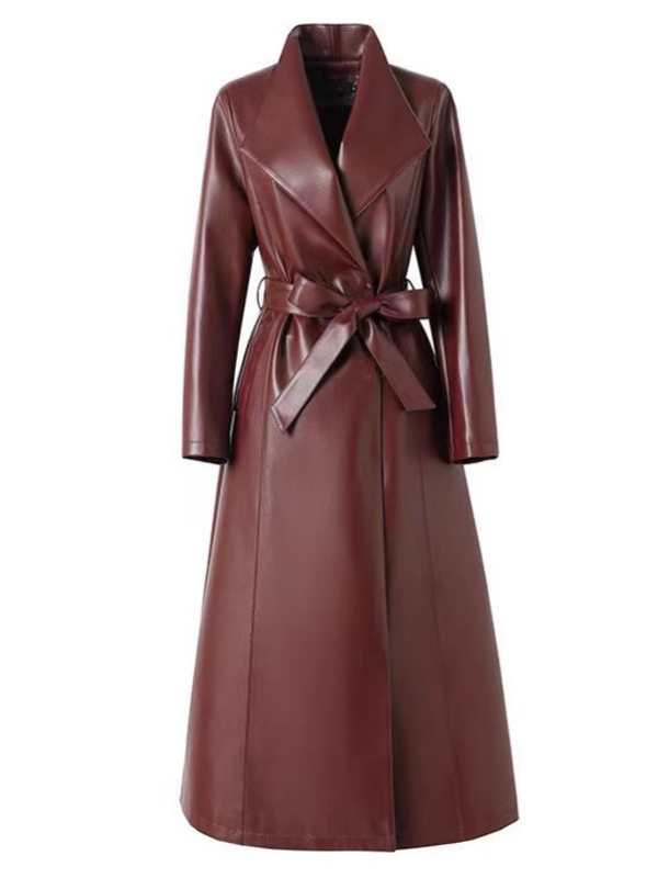 Faux Leather Trench Coat