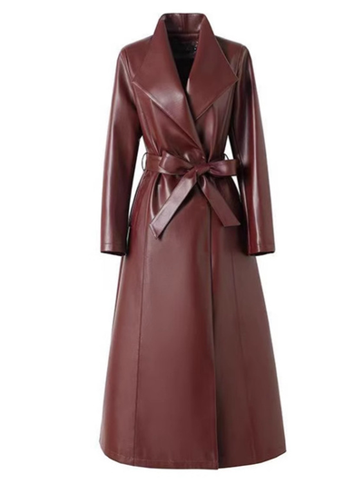 Faux Leather Trench Coat