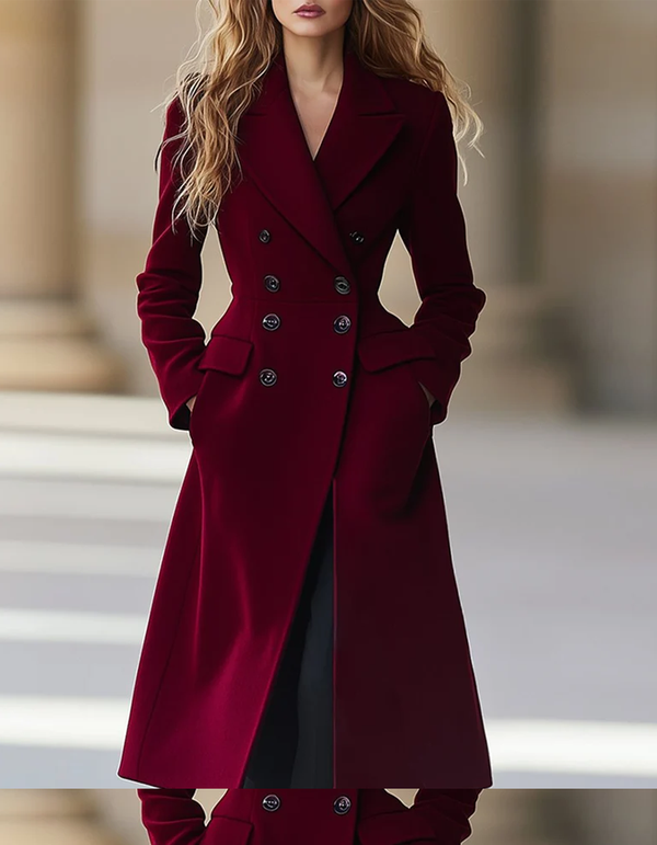 Burgundy Double-Breasted Coat