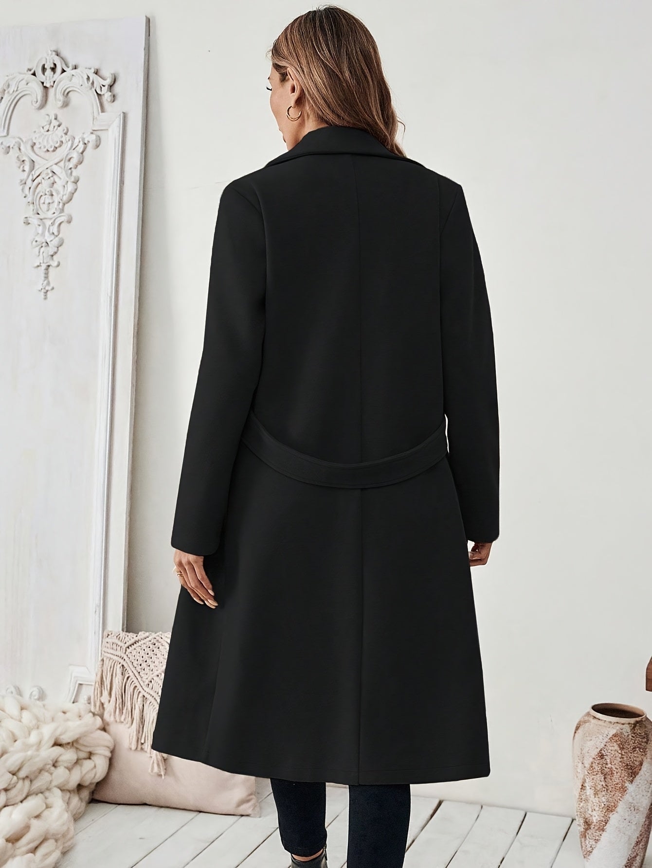 Elegant Long Tweed Coat for Women