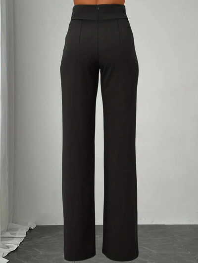Chic Straight-Cut Pants with Metallic Detail MollyBoo