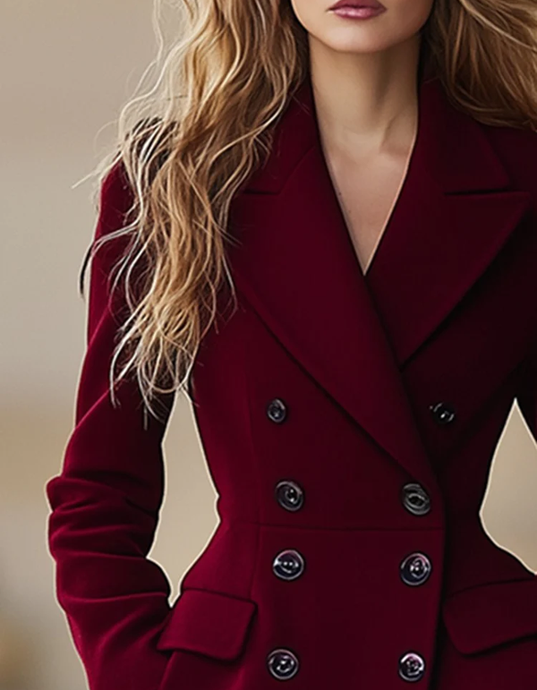 Burgundy Double-Breasted Coat