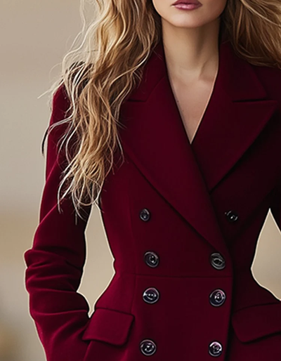 Burgundy Double-Breasted Coat