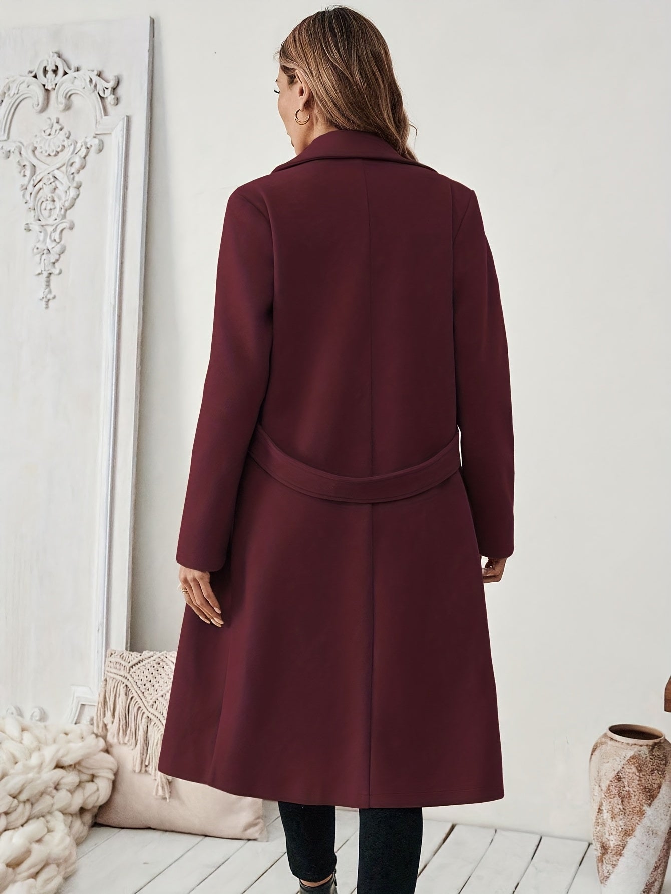 Elegant Long Tweed Coat for Women
