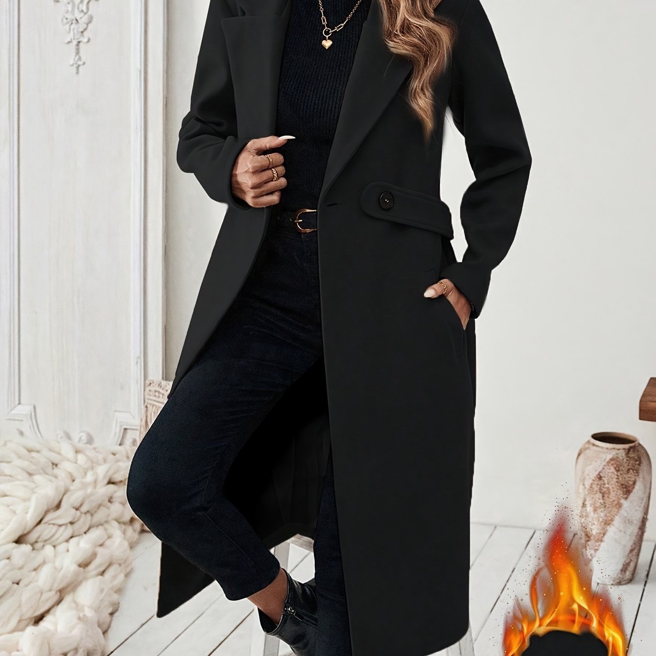 Elegant Long Tweed Coat for Women