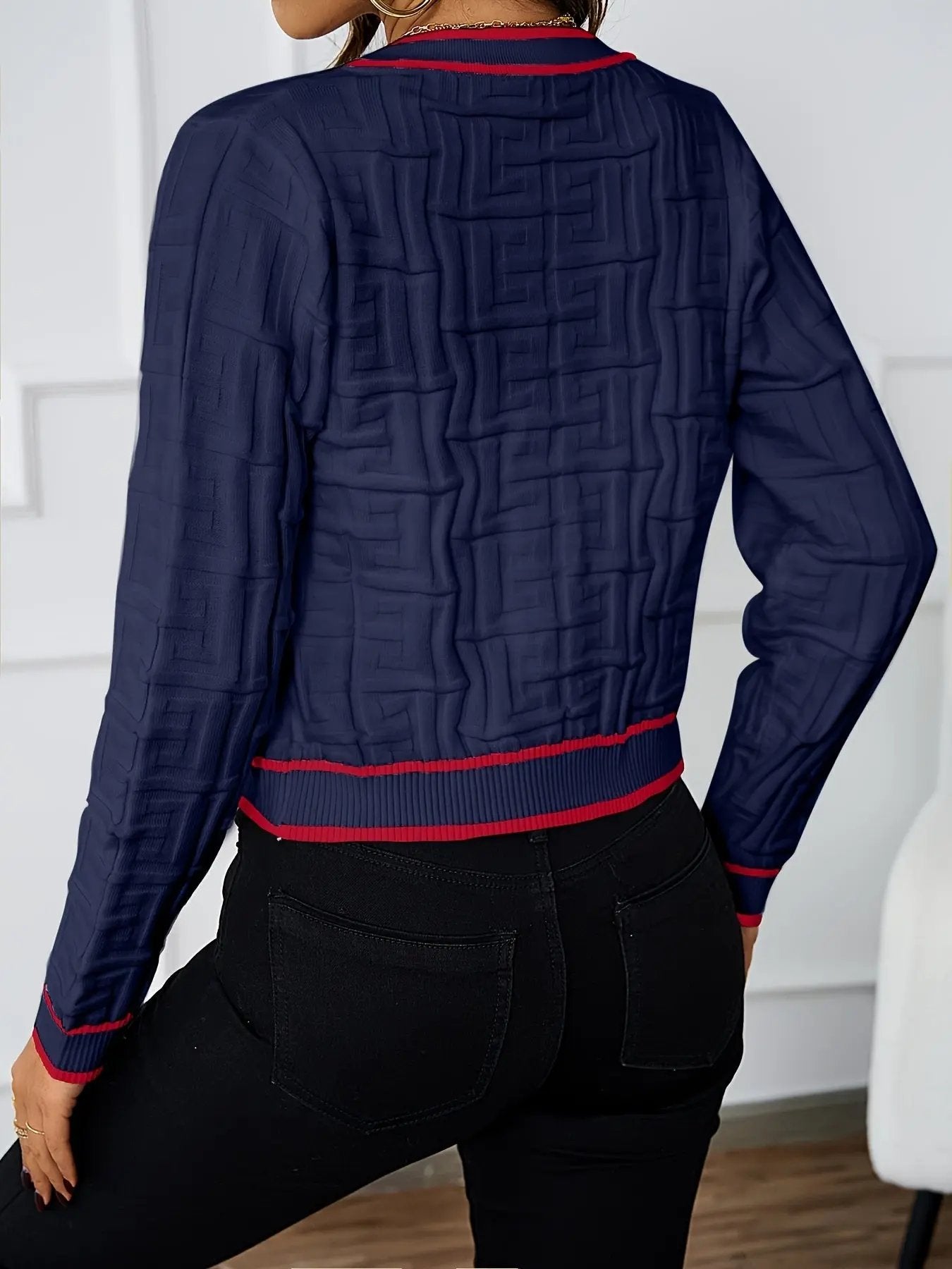 Cardigã Elegante Feminino de Ajuste Slim com Listras - Suéter Aberto de Manga Longa Macio e Alta Elasticidade com Bolsos, Bege/Marrom/Preto/Cinza para Primavera & Outono, Peça de Camada de Outono, Tecido de Alta Elasticidade MollyBoo