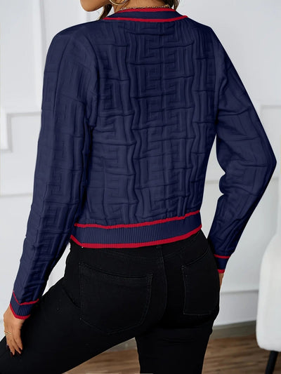 Cardigã Elegante Feminino de Ajuste Slim com Listras - Suéter Aberto de Manga Longa Macio e Alta Elasticidade com Bolsos, Bege/Marrom/Preto/Cinza para Primavera & Outono, Peça de Camada de Outono, Tecido de Alta Elasticidade MollyBoo