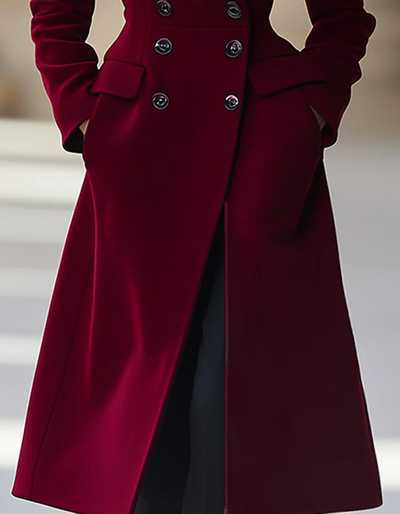 Burgundy Double-Breasted Coat
