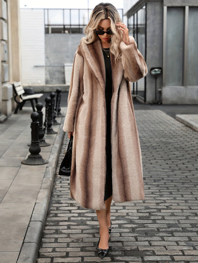 Elegant Faux-Fur Lapel Coat for Women