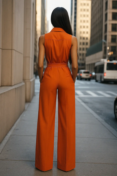 Stylish Sleeveless Orange Jumpsuit MollyBoo