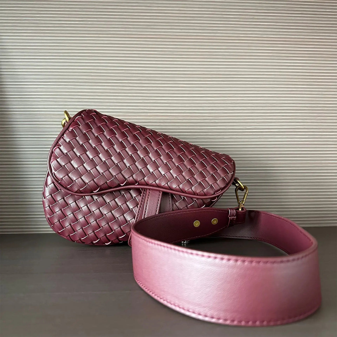 Madelyn Woven Saddle Bag LUXBAG