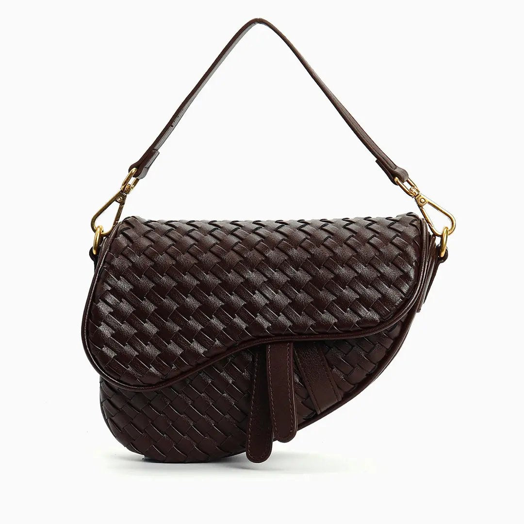 Madelyn Woven Saddle Bag LUXBAG