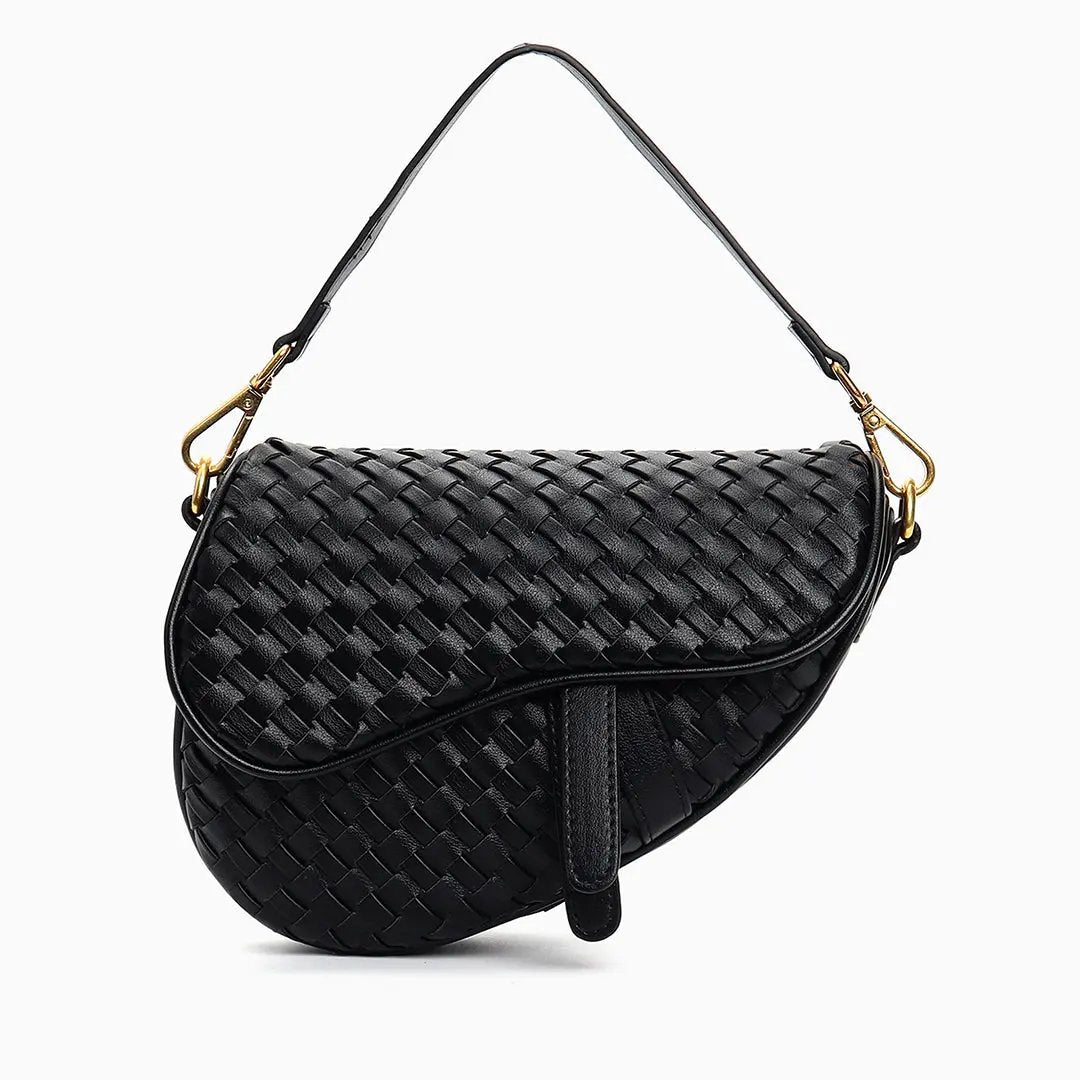 Madelyn Woven Saddle Bag LUXBAG