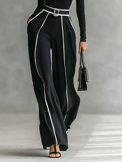 Two-Piece Outfit for Women | Turtleneck Top & Wide-Leg Pants