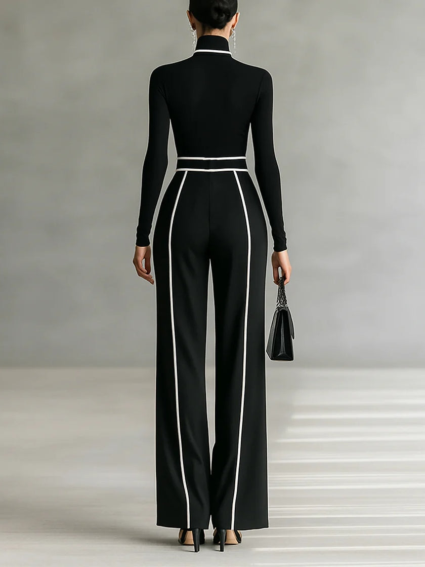 Two-Piece Outfit for Women | Turtleneck Top & Wide-Leg Pants