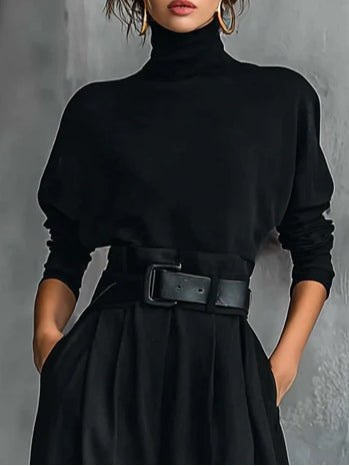 Black High-Neck Two-Piece Set