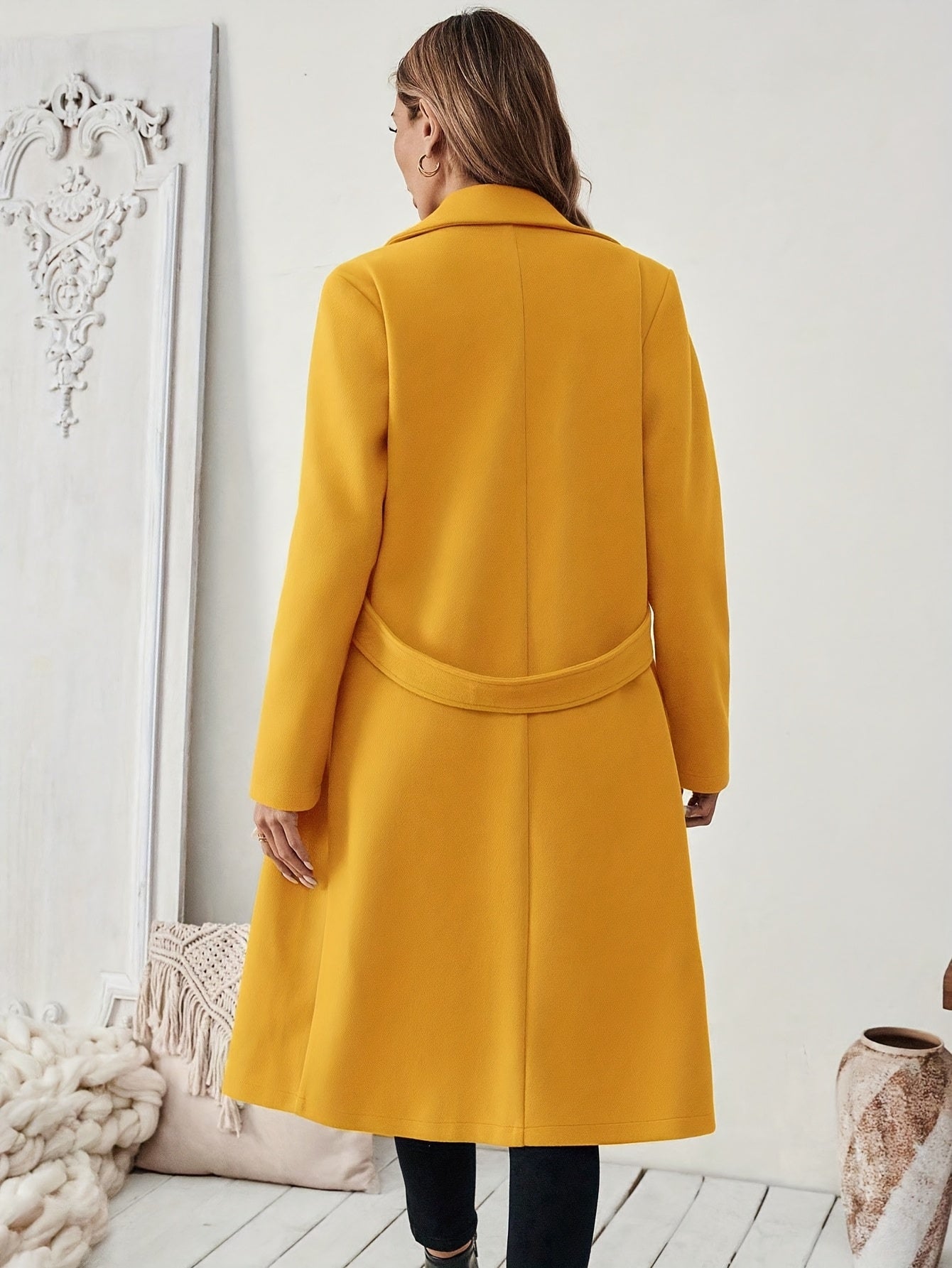 Elegant Long Tweed Coat for Women