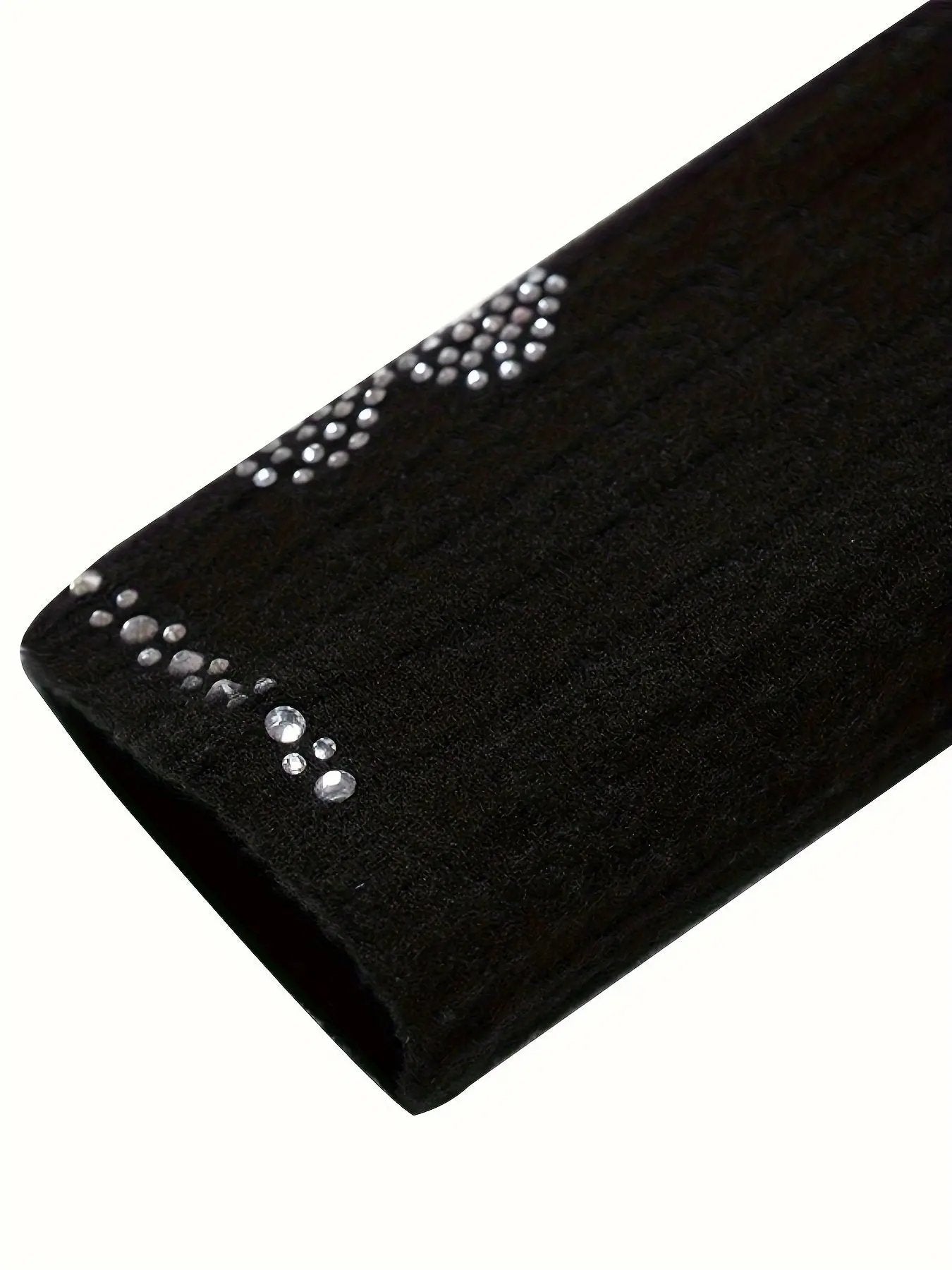 T-shirt De Decote Em V Sólido Com Strass, Elegante T-shirt De Manga Comprida Para A Primavera E Outono, Roupa De Mulher MollyBoo