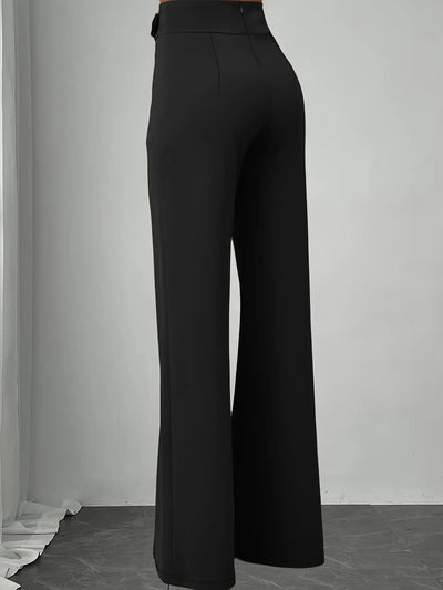 Chic Straight-Cut Pants with Metallic Detail MollyBoo