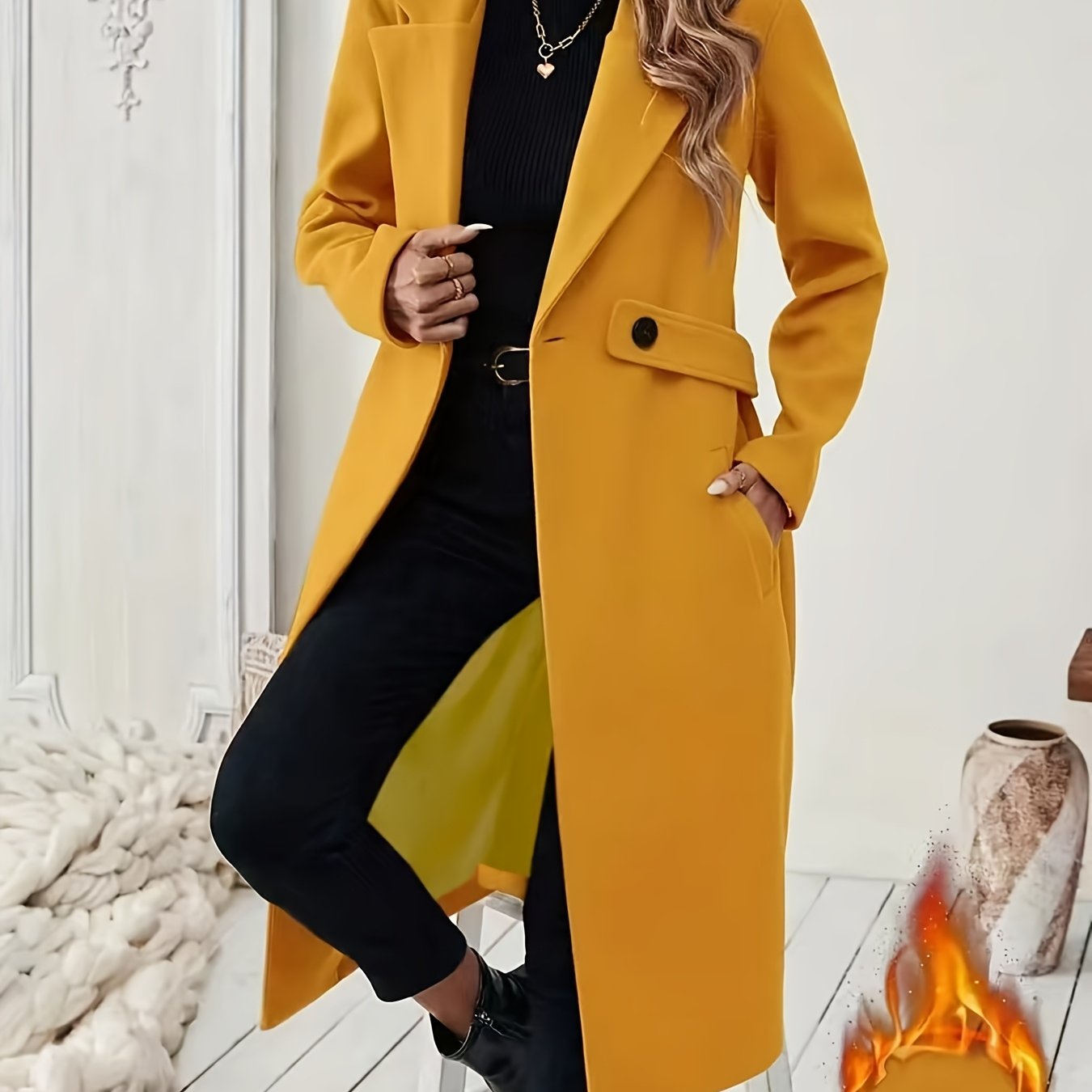 Elegant Long Tweed Coat for Women