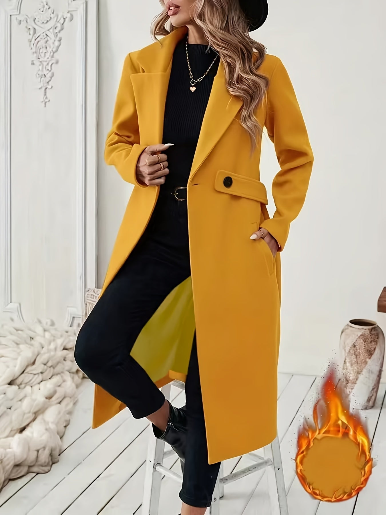 Elegant Long Tweed Coat for Women