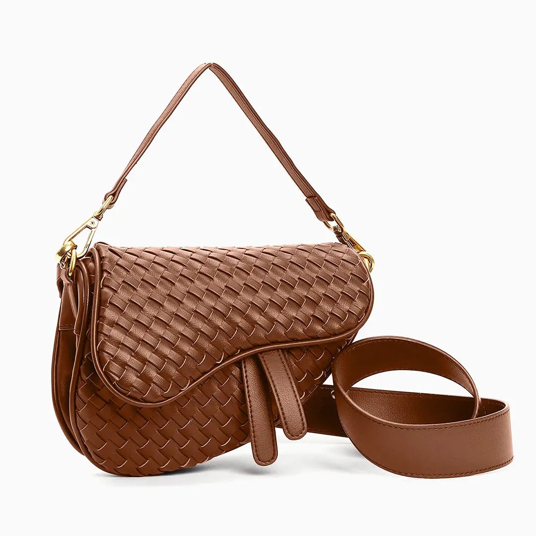 Madelyn Woven Saddle Bag LUXBAG